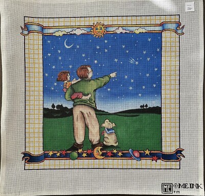 Mary Engelbreit Handpainted Needlepoint Canvas Dad And Daughter 22