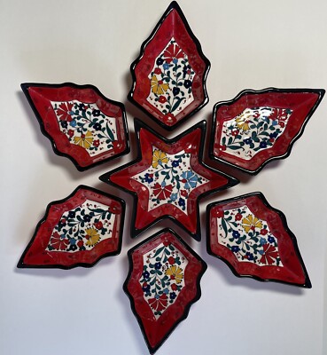 Türkiye Kutahya Pottery Star 7-Piece Meze Snack Tray Handmade