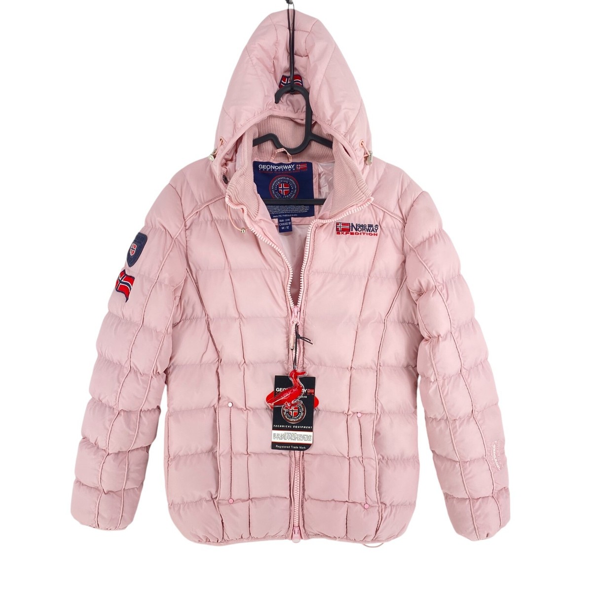 GEOGRAPHICAL NORWAY フード付きジャケット Geographical Norway Women Pink Padded Hooded Jacket Coat M