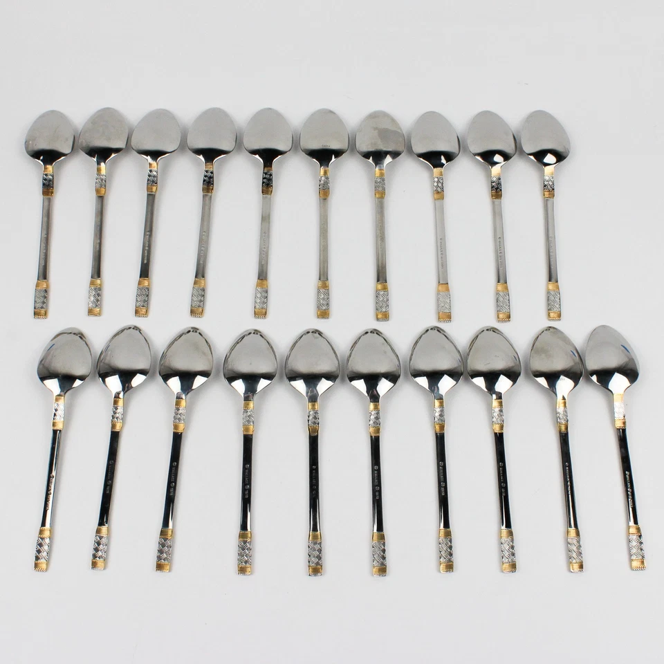 Lot of 20 Wallace Golden Corsica Soup Oval Spoons Gold Accents Glossy Finish - Image 2 of 4