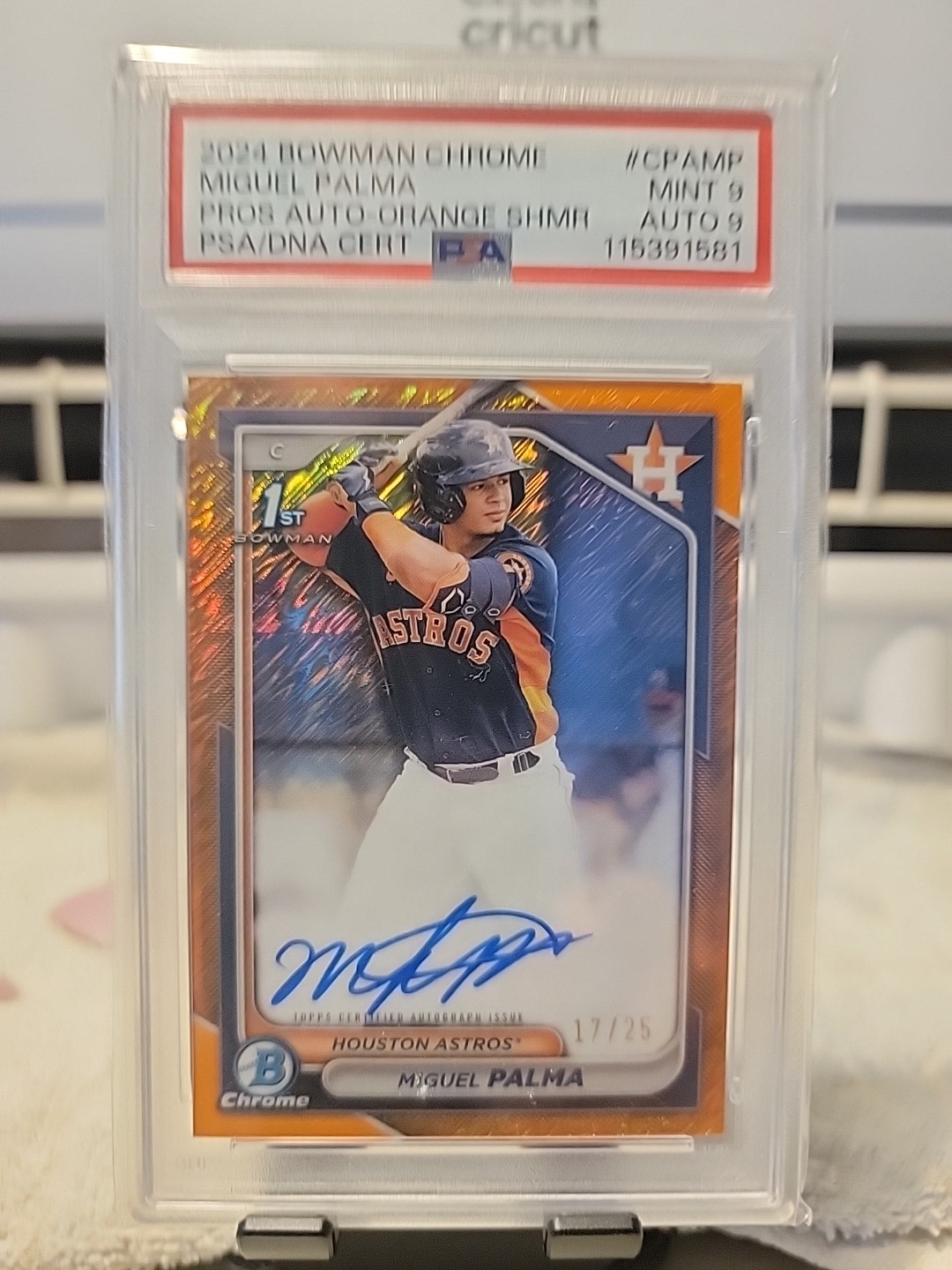2024 1st Bowman Chrome Miguel Palma #CPA-MP Orange Refractor #1 /25 RC auto