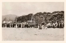 Rockaway Beach OR Oregon Greased Pole Attraction c1922 RPPC Photo Postcard COPY