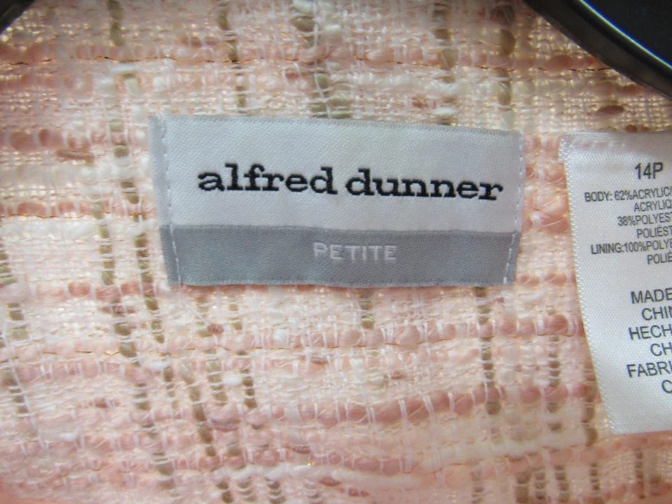 Blazer Alfred Dunner Talla 14 Pequeño Rosa Collar Con Cuentas Forrado Manga 3/4 Foto 2 de 4