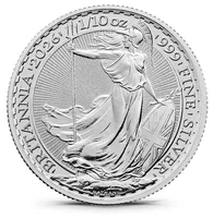 1/10th Oz Silver 2026 Britannia .999 Fine A WNSUM Auction