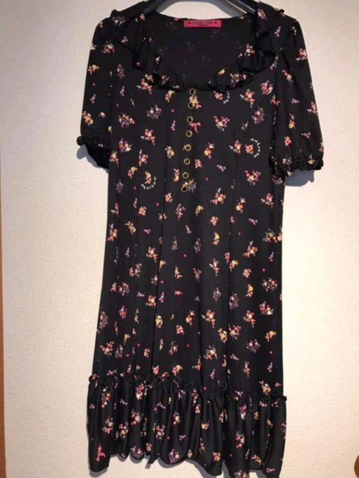 DOLLY GIRL by ANNA SUI Bird and flower pattern dress made in Japan