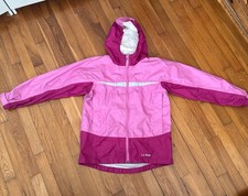 LL Bean Girls Classic Pink Hooded Rain Jacket Size L 14-16