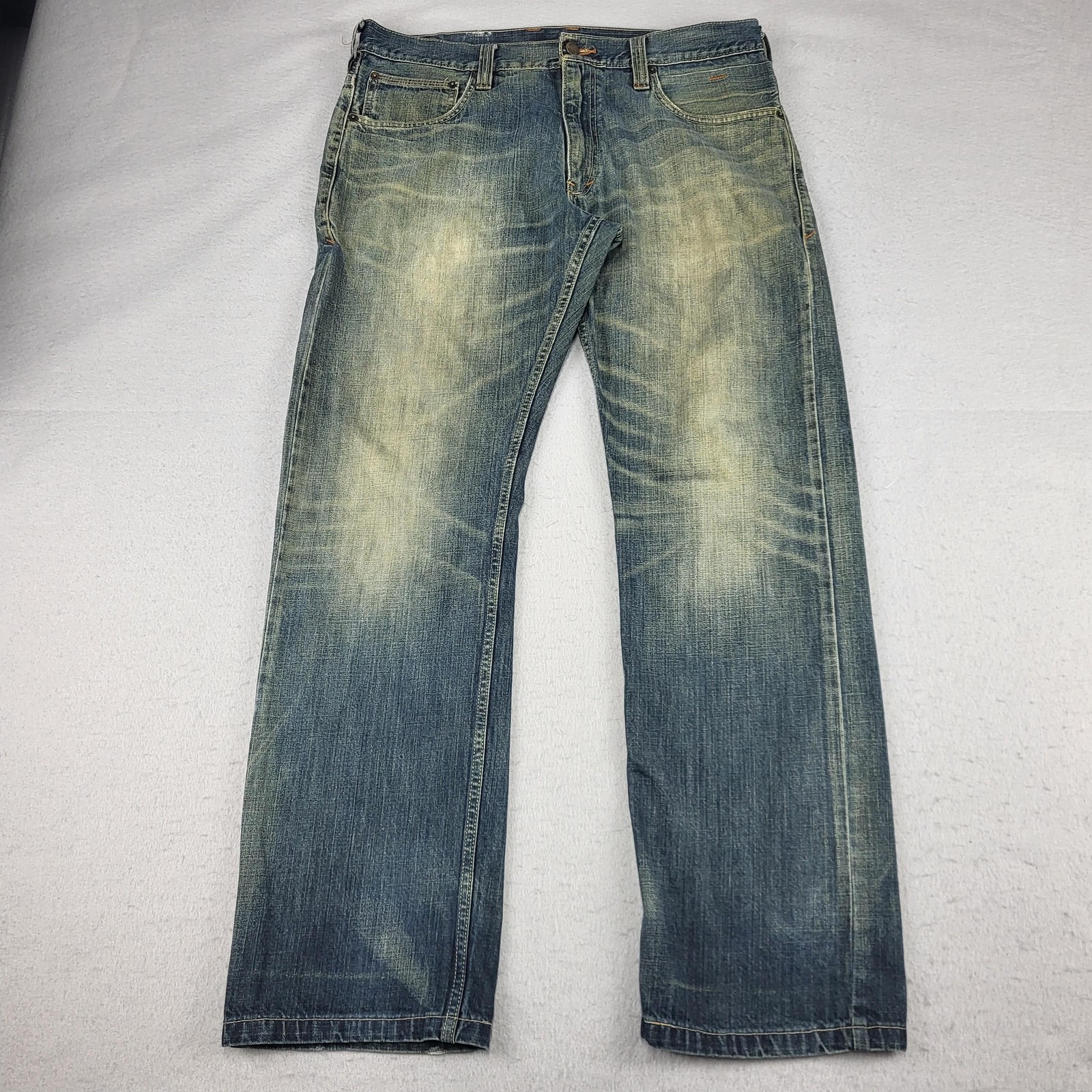 Mens 36x32 Blue Medium Wash Slim Straight 100% Cotton Tag 36