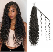 18 inch Boho Crochet Hair Synthetic Natural Black 9 Pack