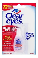 Clear Eyes Eye Drops, Redness Reliever, Handy Pocket Pal 0.2 oz (Pack of 6)