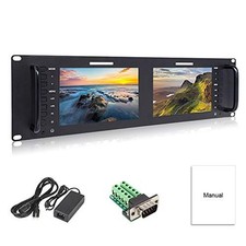 Dual 7" 3RU IPS 1920x1200 Broadcast LCD Rack Mount Monitor with 3G-SDI, HDMI,...