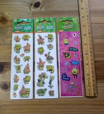 Vintage Sandylion Sponge Bob Square Pants 3 packs Gems Bubble Glitter Stickers