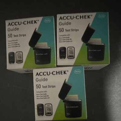 ACCU-CHEK Guide Glucose Test Strips 3 Boxes 50 Ct No Coding Exp 2025-04-13
