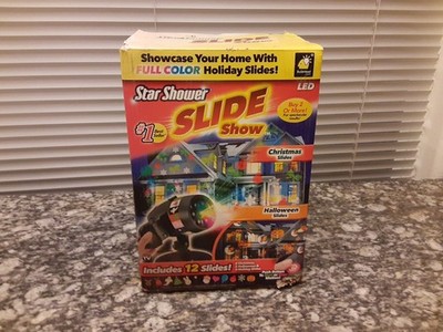 Star Shower LED Holiday Slide Projector 12 Slides Christmas Halloween Indoor Ou 