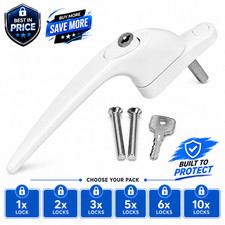 1-10x UPVC White Window Handles Inline Key Locking Espag Double Glazing Home UK