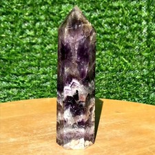 140g Natural Dreamy Amethyst Obelisk Crystal Wand Point energy Freeform Healing