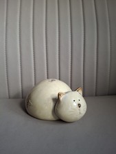 Vintage Ceramic Glazed Chonky Cat Figurine Ornament Home Decor