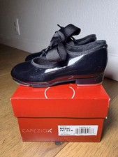 Capezio Tap Shoes Size 8.5 M Black Patent Leather Jr Tyette N625 EUC Box W/Laces