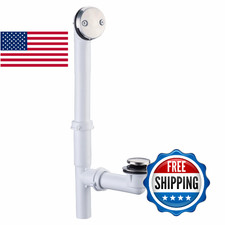 Welsan 1-1/2" Tubular Bathtub Drain Kit, Brushed Tip-Toe Stopper, PVC Pipe