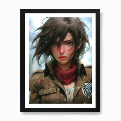 AOT Mikasa Ackerman Kunstdruck gerahmt Wandbild Poster Leinwanddruck Bild