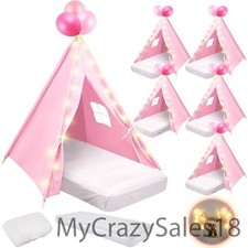 6 Pack Sleepovers Teepee Tent for Kids Bulk with Mattress Sh