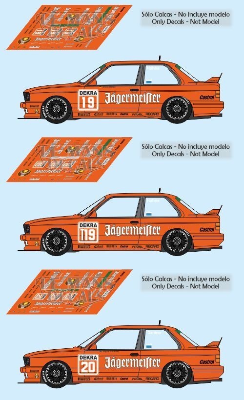 Decals BMW M3 E30 DTM 1992 1:32 1:24 1:43 1:18 slot decals