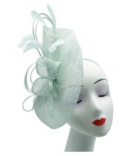 Sinamay Fascinator with Diamonds and Real Feather