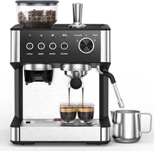 Espresso Machine with Grinder, 20 Bar Expresso Coffee Machines with Milk Frother
