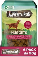 Purina Nuggets Snack per Cani Sapore di Cinghiale, 6 Buste Da 90g