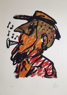 Markus Lüpertz self portrait large graphic artist copy etc. very rare