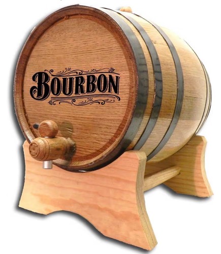 1 Gallon American Oak Bourbon Aging Barrel (5 Liter) with Wood Stand, Bung and S