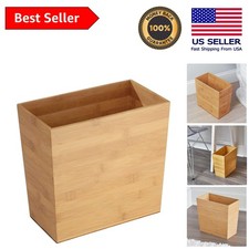 Stylish Bamboo Waste Basket - Compact 10L Rectangular Design for Home Decor