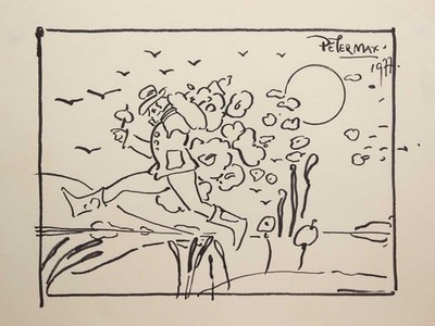 Peter Max Ecology Ⅱ Lithograph 1978 Hand Signed Framed