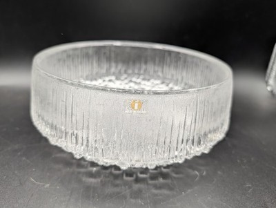 MCM Iittala THULE GLASS 7.5''  Serving Bowl Tapio Wirkkala Finland Glacier Bubble