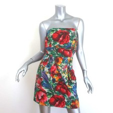 Dolce & Gabbana Strapless Mini Dress Multicolor Floral Print Cotton Size 38