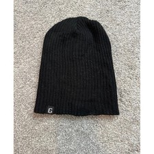 Mens Black Ribbed Beanie Winter Hat Knit Cap ...