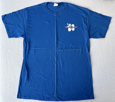 Trader Joe's Blue Short Sleeve Size Large Port  Company Cotton Hibiscus T-Shirt