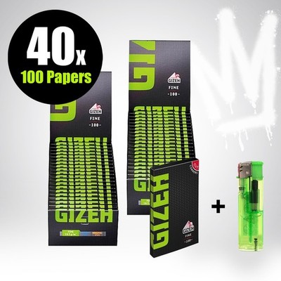 Gizeh fine Magnet grün 40x 100 Blättchen + Feuerzeug