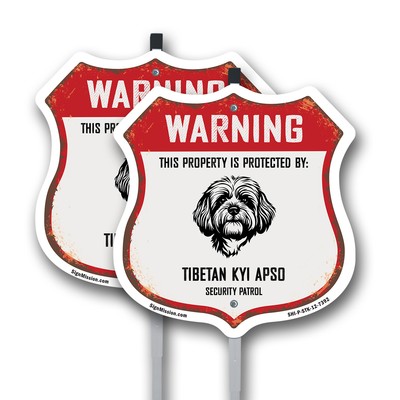 Warning Property Protected by Tibetan Kyi Apso Made in t Shield Sign With Stake