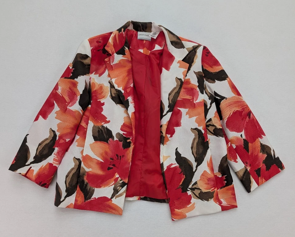 Chaqueta Blazer Para Mujer Alfred Dunner Talla 12P Estampado Floral Manga 3/4 Foto 2 de 4