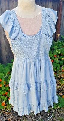 Baby Blue Rucheted Small Lined Multi Ruffled Dress Country Girl