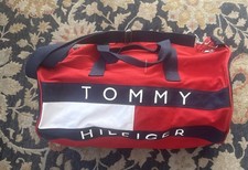Vintage 90 s Tommy Hilfiger Big Flag Spell Out Duffel Bag Travel Gym