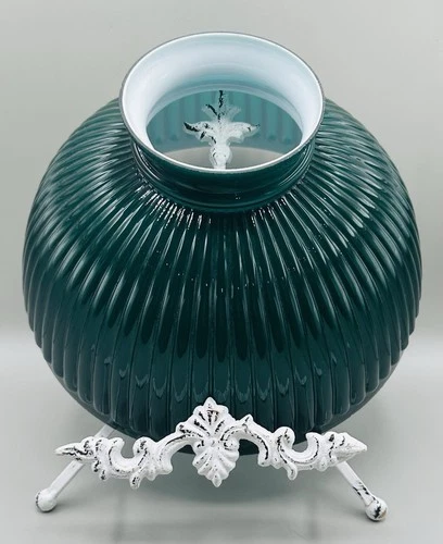 Aladdin Green Cased Ribbed Glass Student Lamp Shade 10”