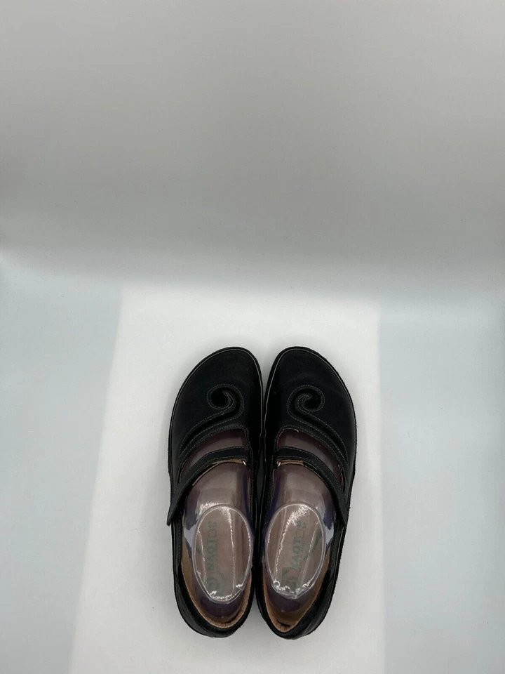 Zapatos de gamuza Naot Koru Matai para mujer talla 9M cuero negro correa de tacón plano 11410 Foto 4 de 4