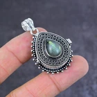 Labradorite Gemstone Handmade 925 Sterling Silver Poison Pendant 1.77" M092