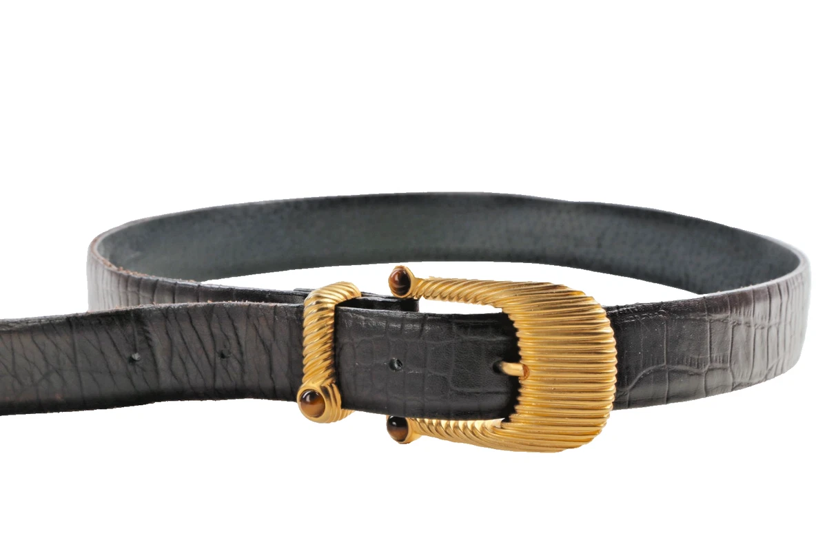 [Carlisle] Auburn Snakeskin Leather Belt Gold Buckle Size M Made in USA Carlisle Size M Belts for Women for sale | eBay main image 3