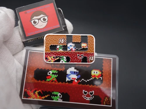 Rare 1 oz. Dig Dug Game Over .999 Fine Silver Color Hand Enamel Bar w. COA