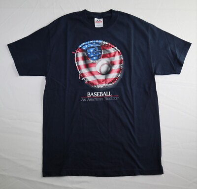 Alstyle Shirt Herren Large marineblau Baseball amerikanische Flagge patriotischer Sport Americana