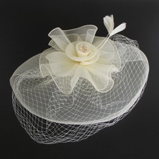 Retro Damen Fascinator Hut Mit Schleier Netz Blumen Hochzeit Party Tee Kappe