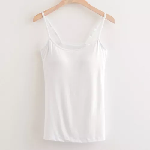 Womens Camisole with Shelf Bra Undershirts Adjustable Strap Cami Tank Top - Picture 16 of 25