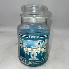 YANKEE CANDLE BLACK BAND SPLASH OF RAIN HOUSEWARMER 22 OZ LARGE JAR CANDLE